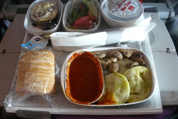 veganistisch eten in het vliegtuig