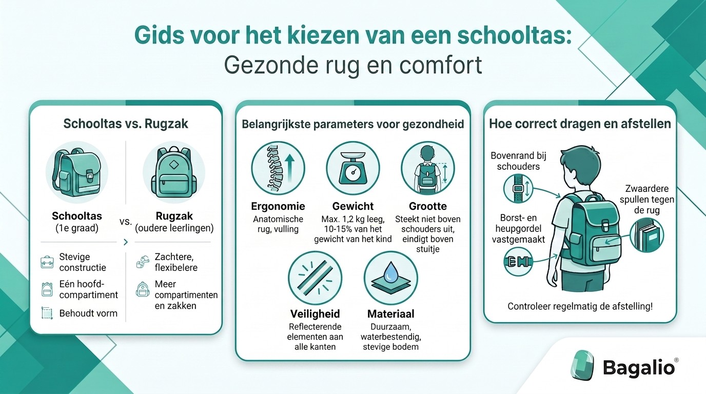 Infographic: hoe u een schooltas kiest voor een gezonde rug en comfort